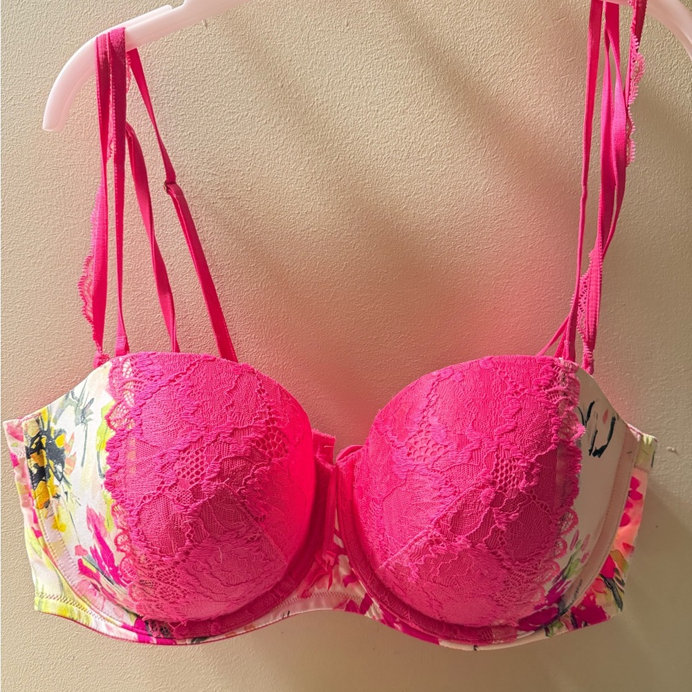 Cacique Vibrant Lace Bra - Pink and Floral